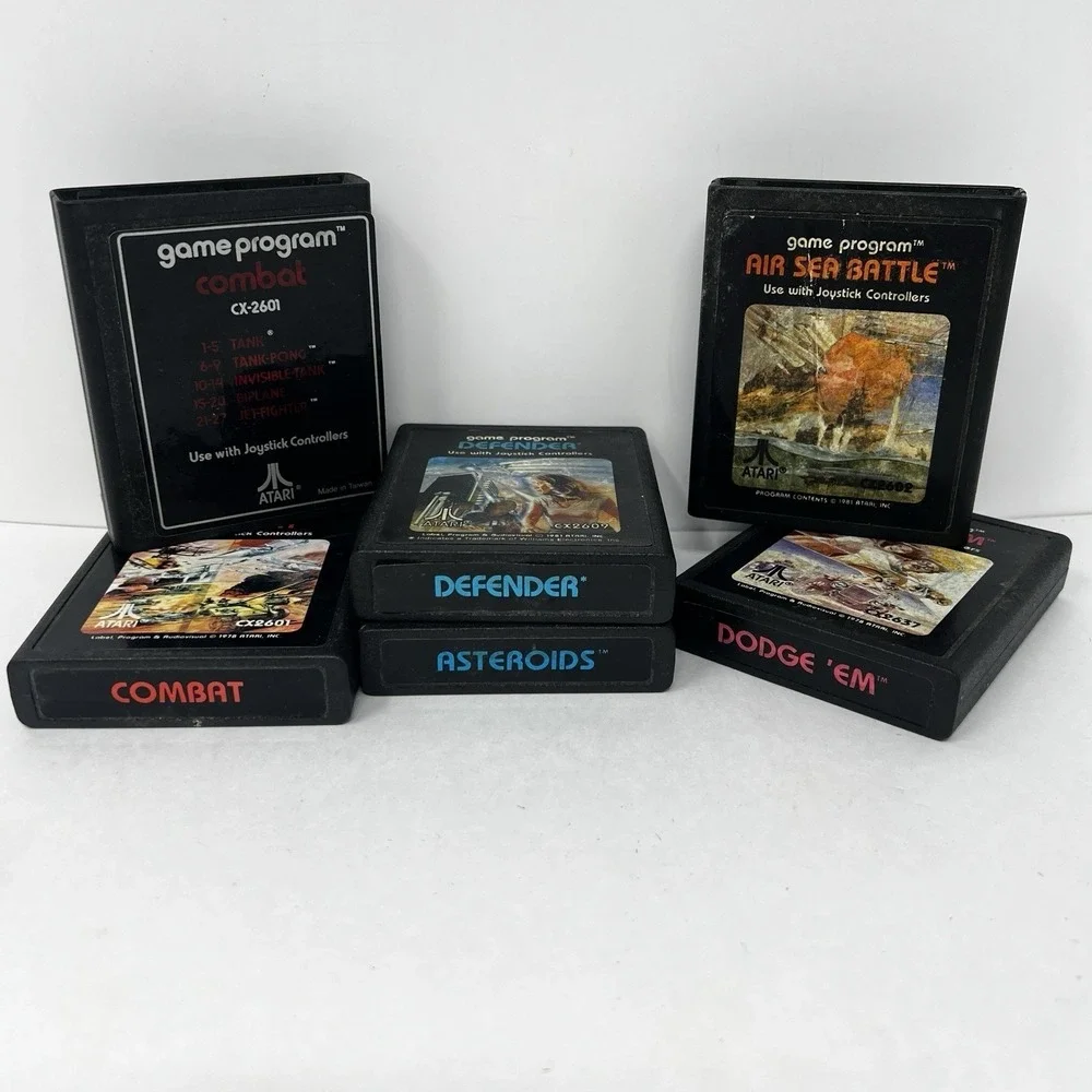 Atari 2600‎ Games Lot of 6 Combat Defender Asteroids Air Sea Battle Dodge